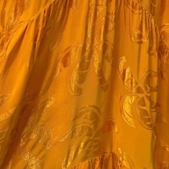 Farm Rio x Anthropologie Orange/Gold V-Neck Tiered Maxi Dress, Size S - Picture 5 of 14